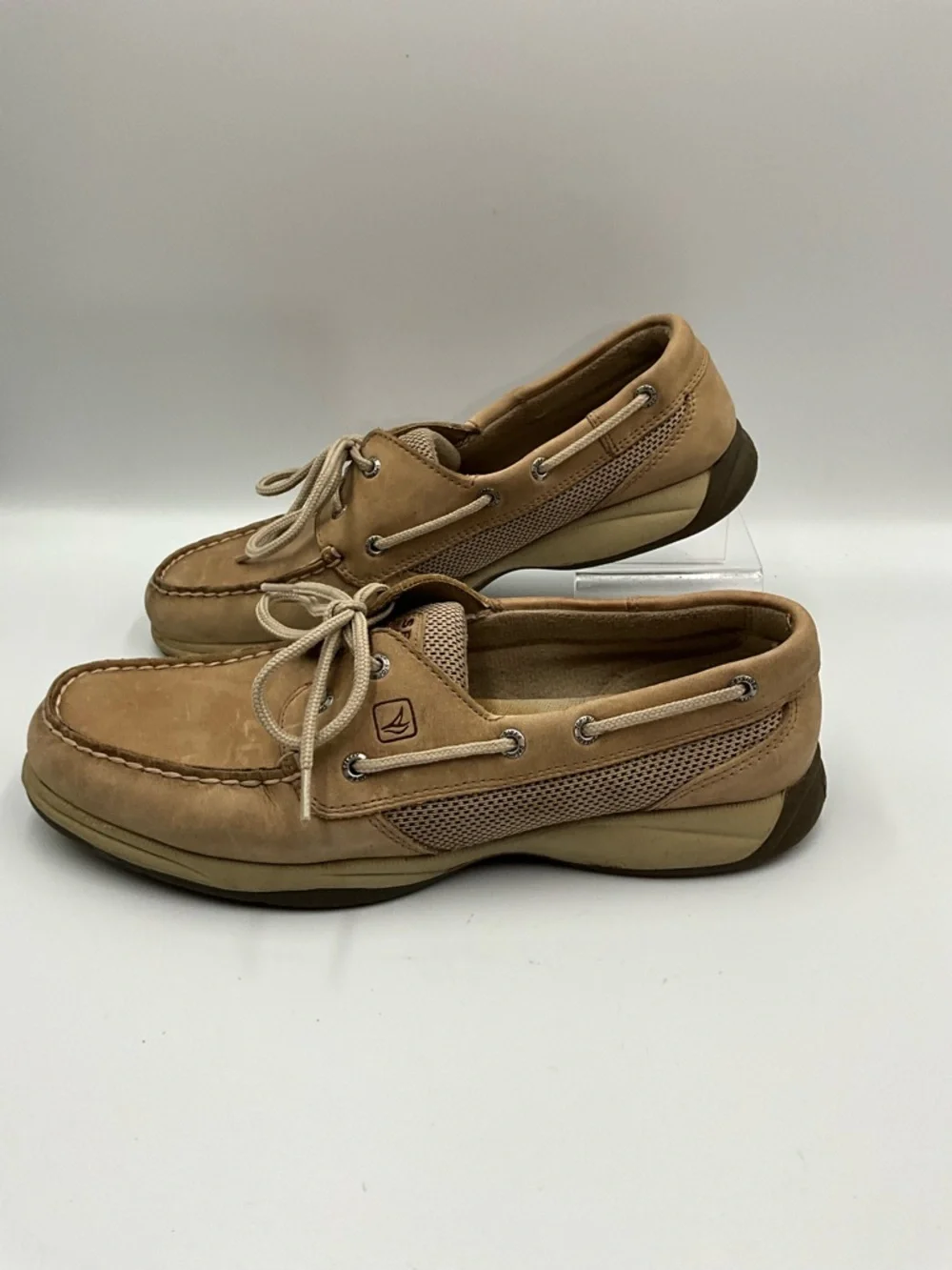 Sperry Boat Shoes Size 9 Tan Leather Boat Shoes with Mesh Panels